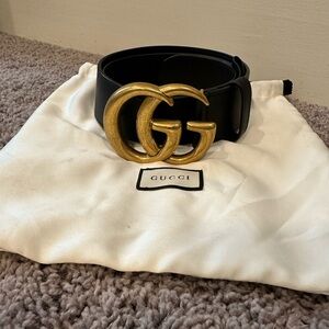 Gucci GG Marmont Wide Belt - Black size 70